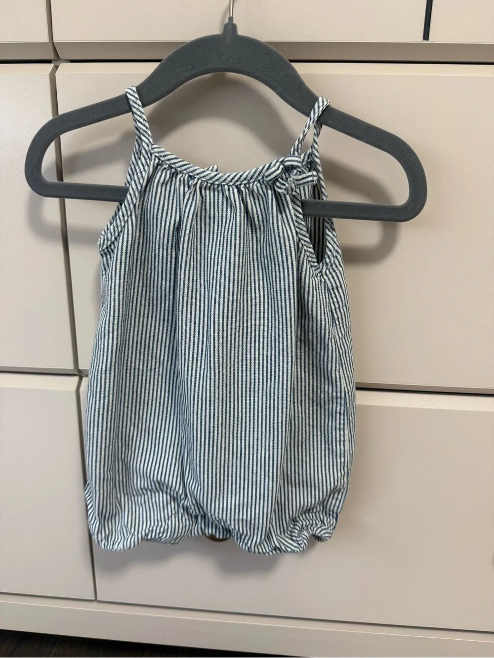 Striped Baby Romper in Blue and White